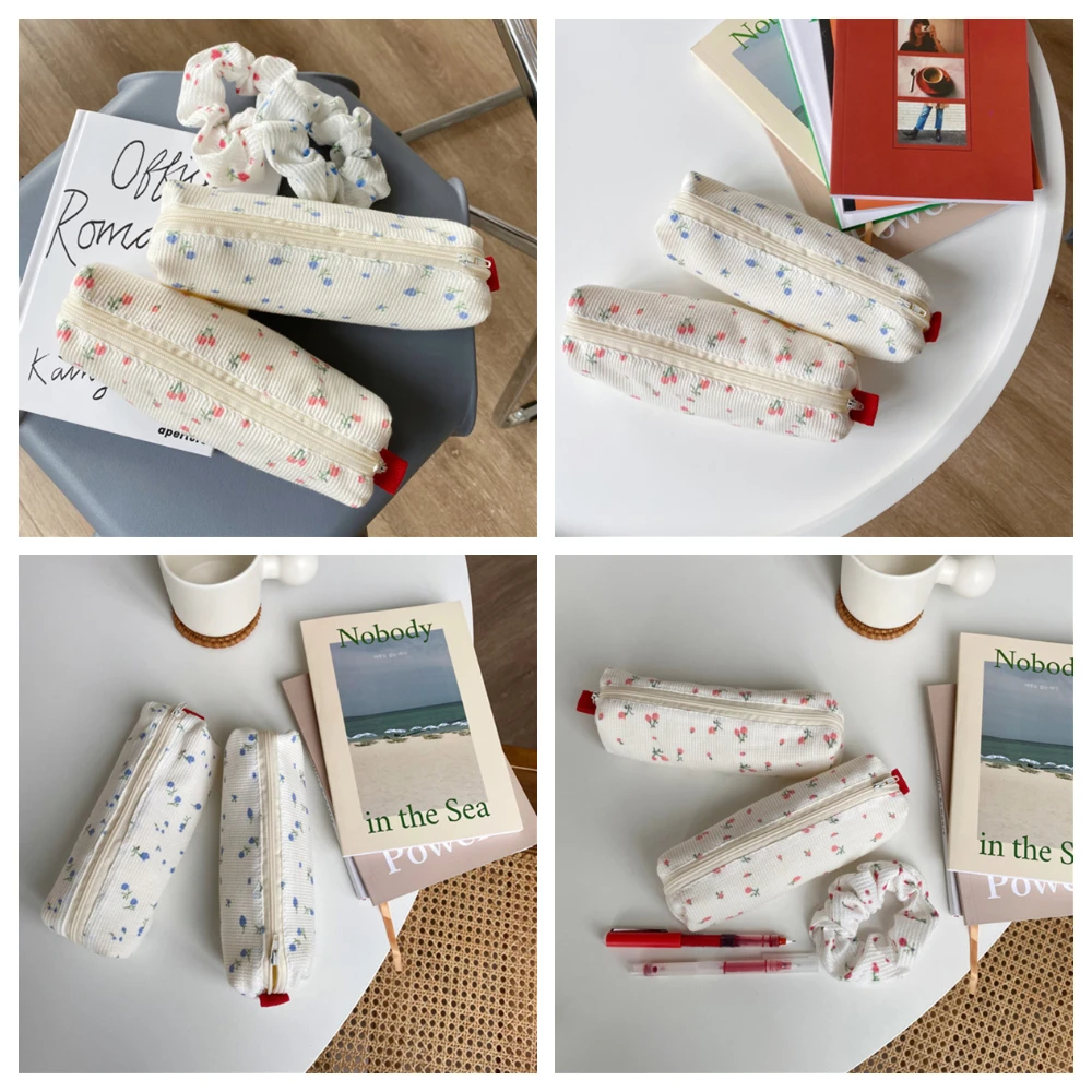 

2022 New Fresh Style Pencil Bag Small Flowers Pencil Cases Simple Pen Bag Storage Bags School Supplies Stationery Accessorie