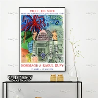 1954 vintage french exhibition poster for works by raoul dufy home decor prints wall art canvas living room decoration gift