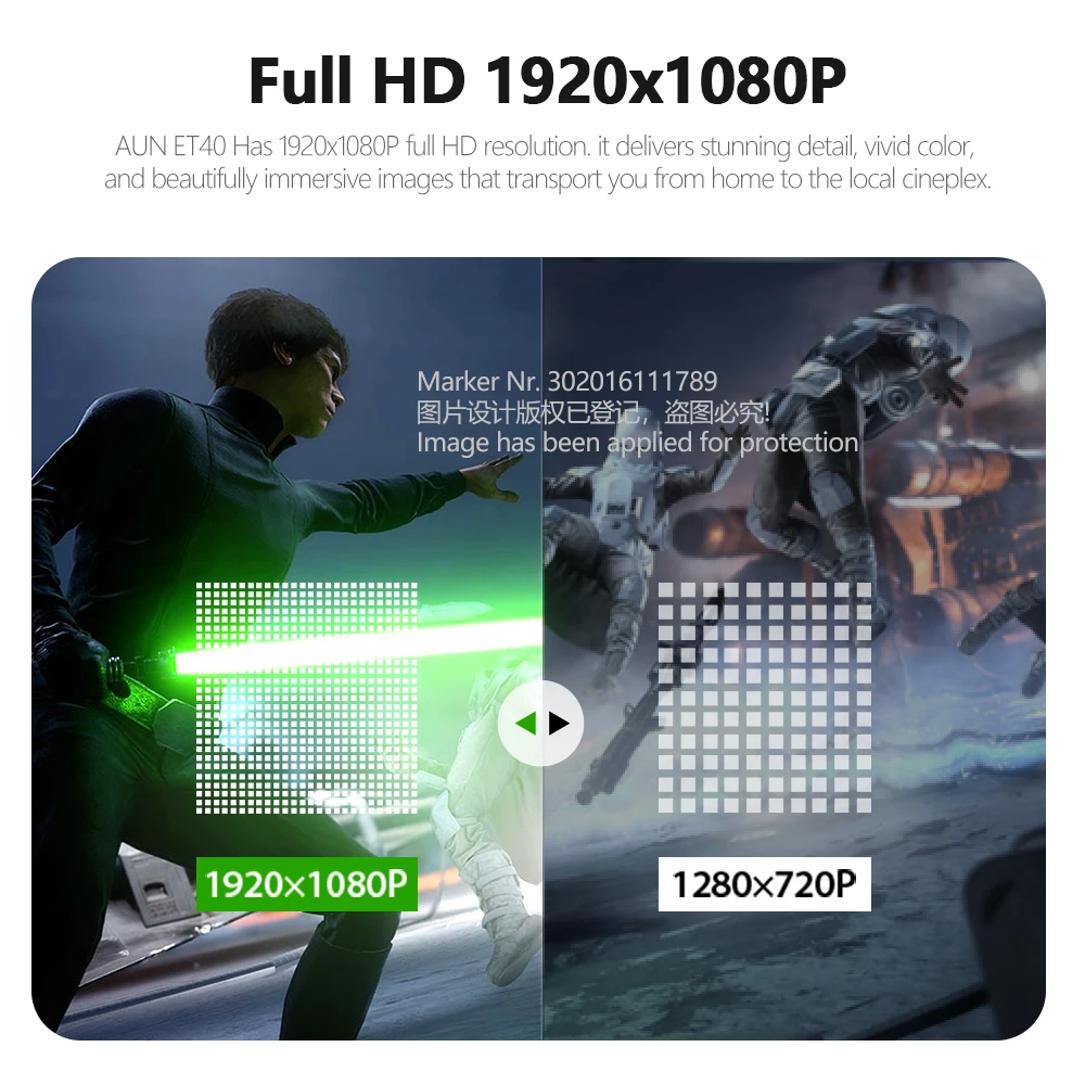 AUN ET40 Проектор Full HD 1080p Android 9 светодиодный мини-проектор 4k декодирование видео