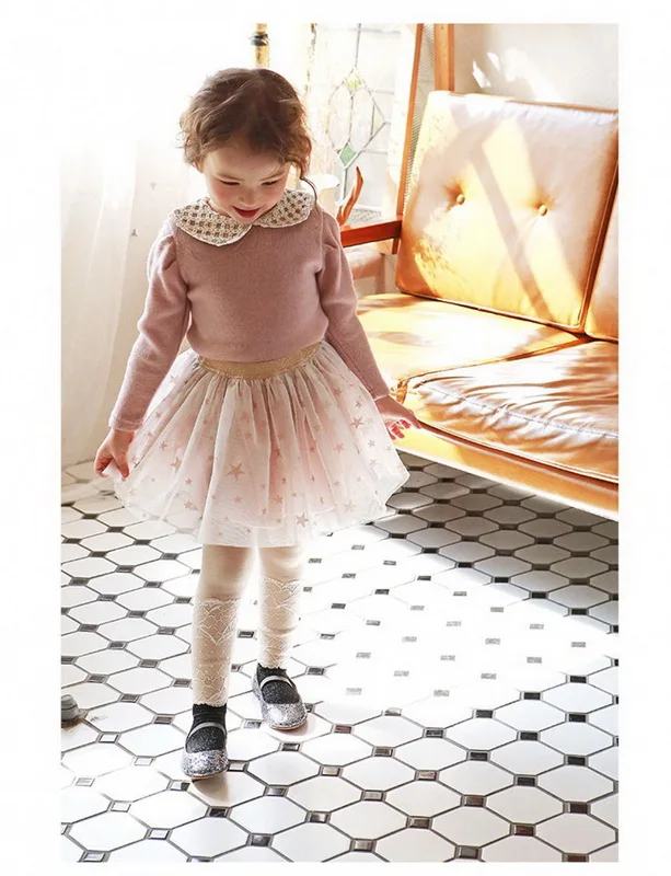 

2020 Spring new Children Girls' Pants Sequins Stars Puffy Mesh Skirt Pants Black Pink E20231