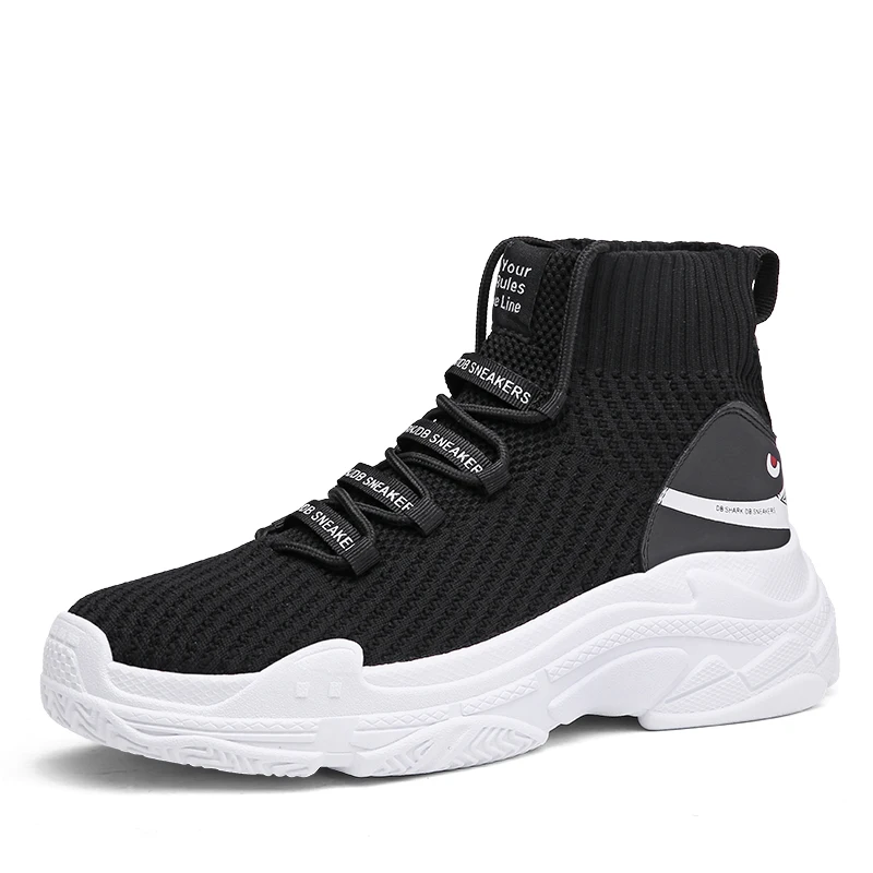 Кроссовки высокие в стиле унисекс дышащие вязаные на платформе для мужчин и