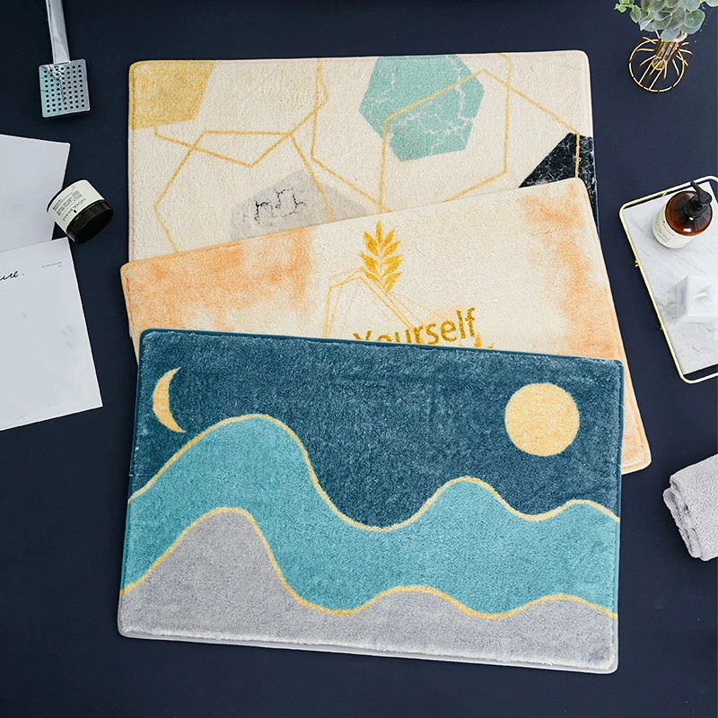 

Modern Beautiful Anti-Slip Bathroom Mat Washable Soft Superfine Fiber Floor Carpet For Bedroom Bathtub Decorative Bath Rug 1Pcs