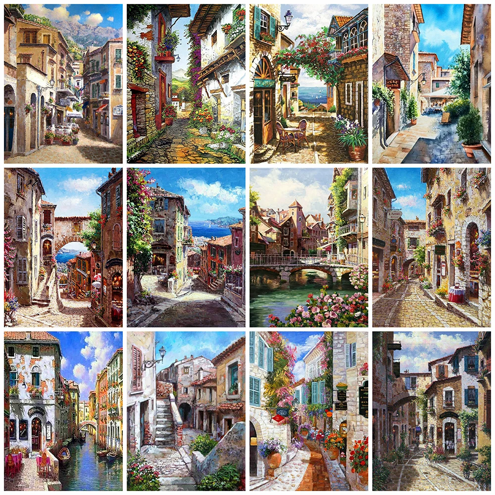 

Алмазная 5d живопись HUACAN, полноразмерная мозаика в виде города, для творчества, вышивка стразами, ландшафт, ручная работа, подарок, домашний д...