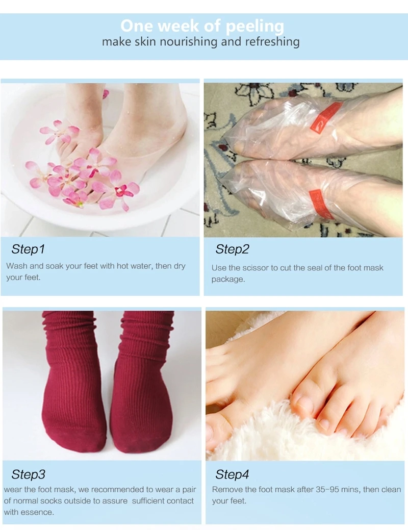 14 шт. = 7 bagsexfoliating стопы Носки для девочек педикюра SOSU пилинг ног Средства ухода за