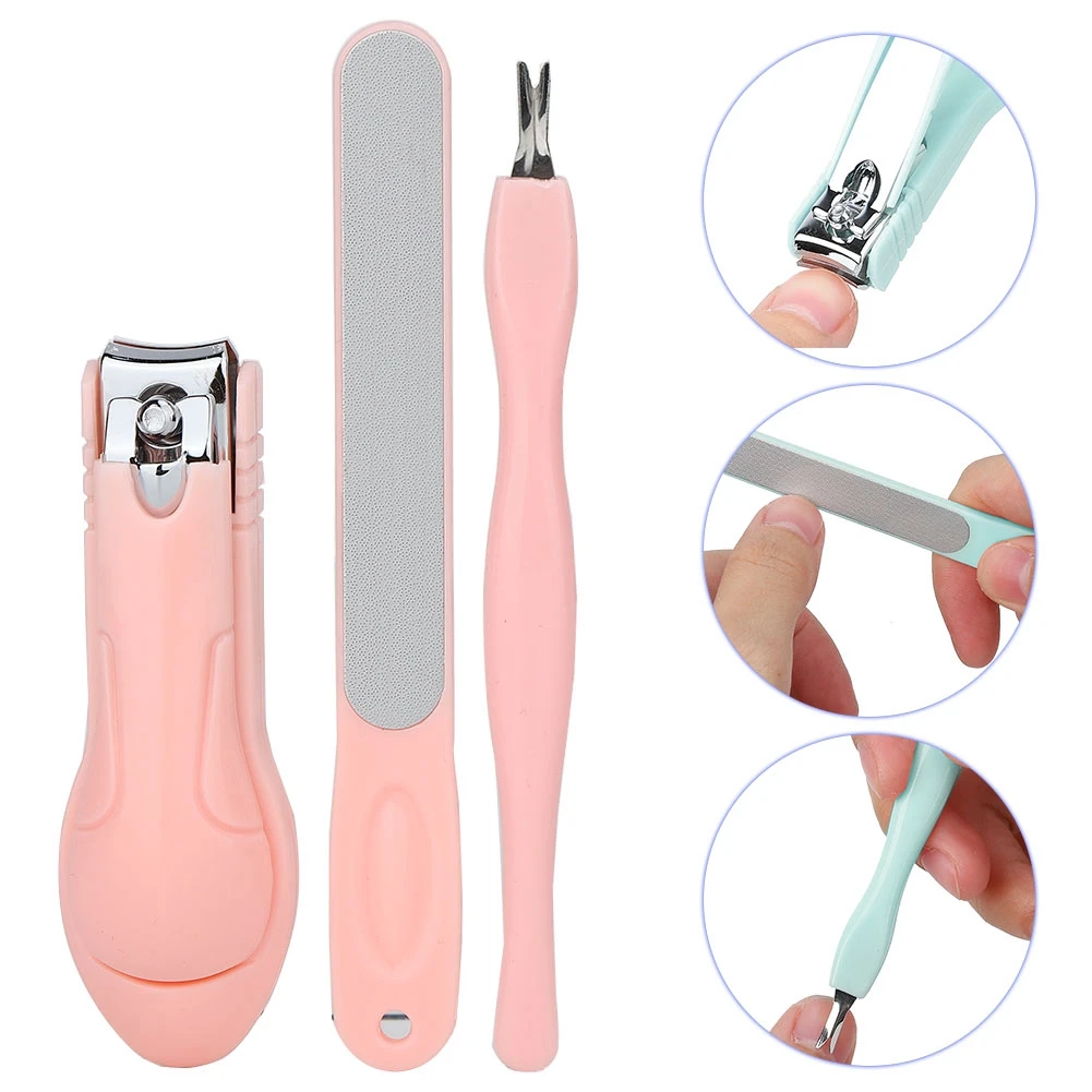 

3Pcs Stainless Steel Nail Clipper Nail File Set Toenail Trimmer Manicure Pedicure Tools