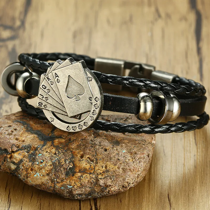 

Vnox Vintage Leather Bracelet for Men Initial X Charm Multilayer Braided Women Men Bangle Fortune Jewelry