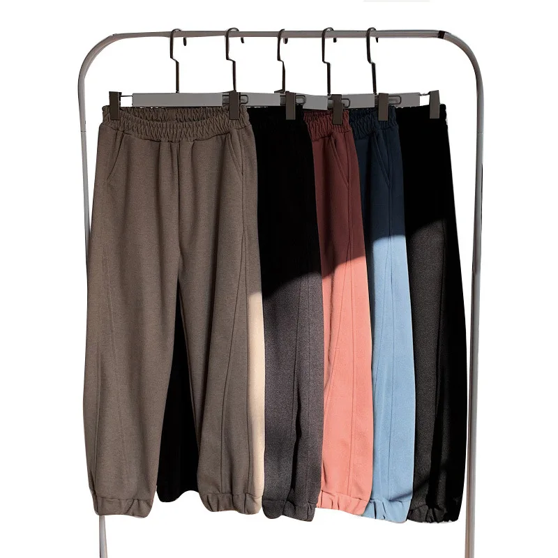

Vintage Winter High Waist Woolen Harem Pants Women Autumn Casual Thicken Warm Elastic Waist Loose Trousers Plus Size Clothes