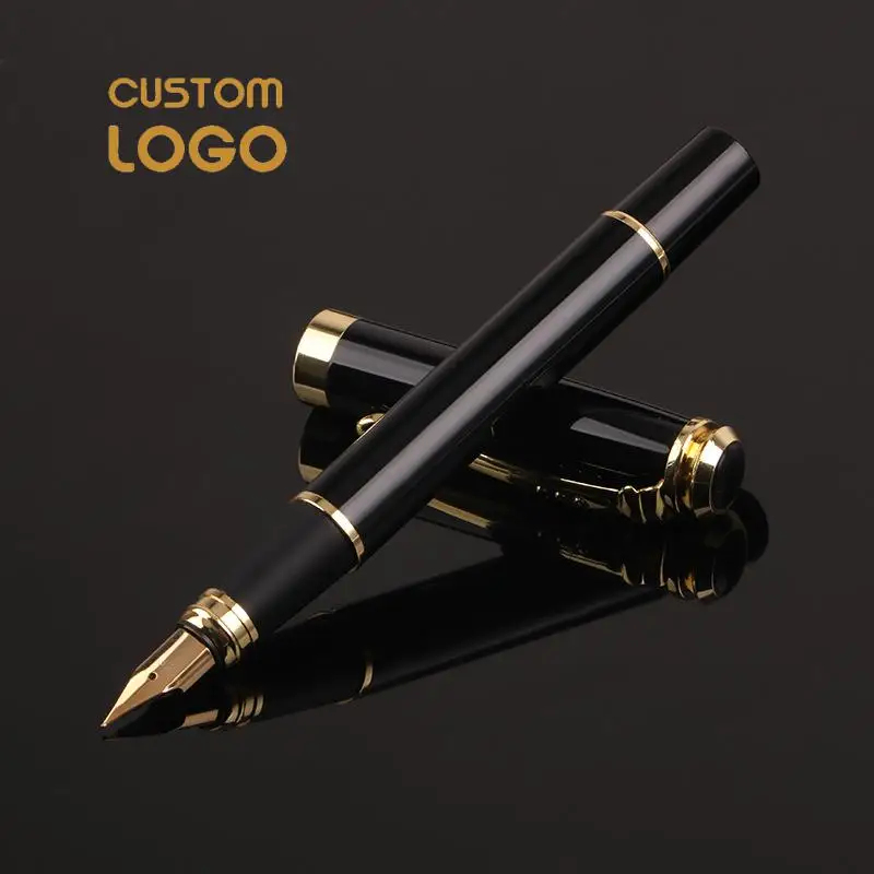 

Promotional Gift Customized Logo Pen Luxury Metal Fountain Pen 0.38mm EF Nib School Office Pens Stationery Sliver & Golden