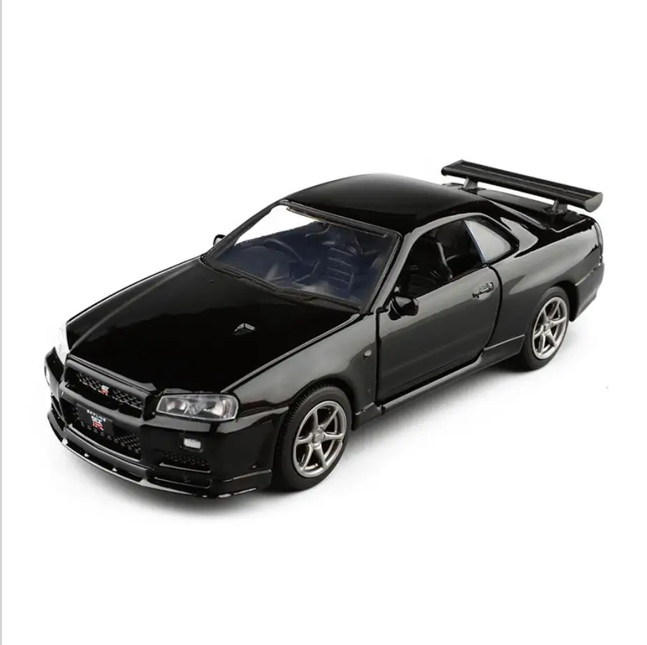 Модель автомобиля GTR R34 из сплава 1:36 Спортивная металлическая модель