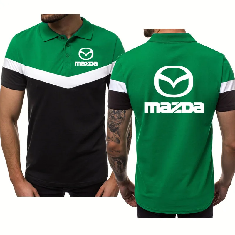 

2021 Fashion casual trend Men's short sleeve Mazda Car Logo Printed Summer casual High Quality Cotton Hip hop Men's polo shirt