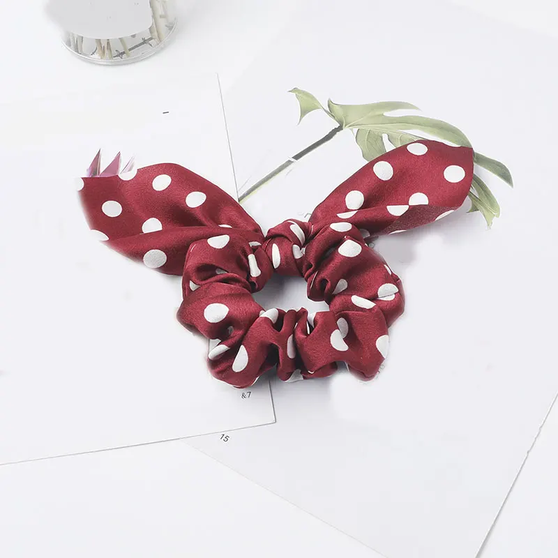 Новые корейские женские резинки для волос с принтом в горошек банты держатель