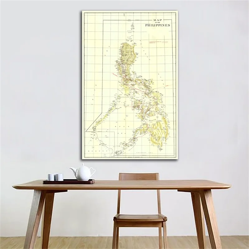 

Unframe Philippines History Map(1905) Non-woven of Southeast Asia Home School Education Poster World Map Wall Art Decor