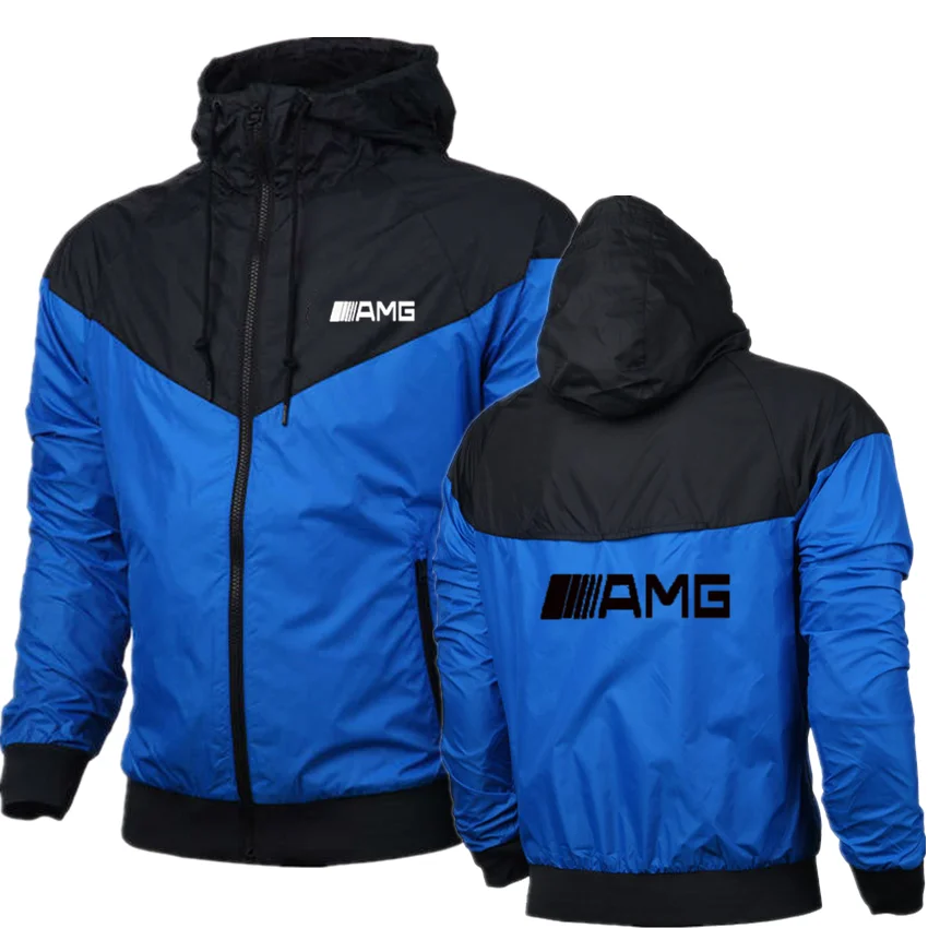 

2021Mercedes-Benz AMG Car Summer Men's Custom Punk Hoodie Riding Thin Zip Jacket Hip Hop Men's Black Harajuku Windbreaker Jacket