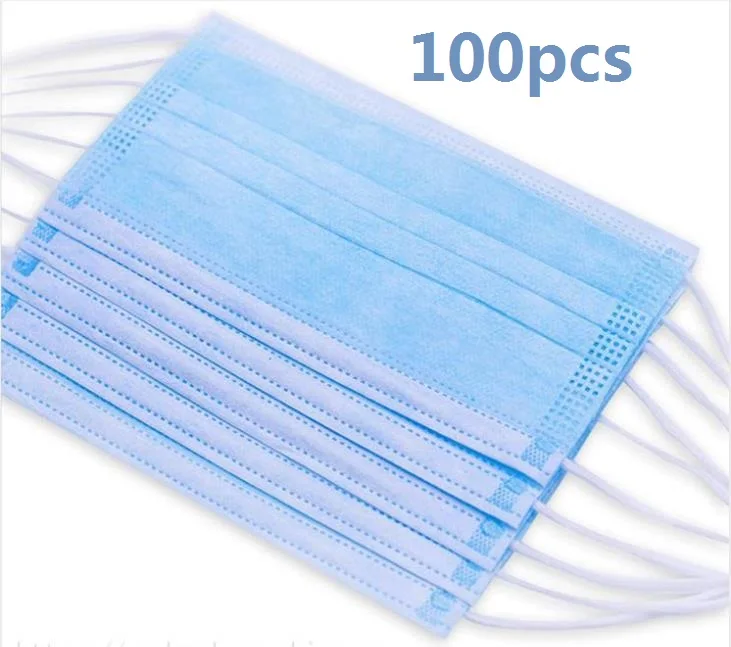 

100pcs Disposable Medical Mask 3 Ply Breathable Face mask Earloops Masks Melt Blown Anti Dust Filter Protective Mask