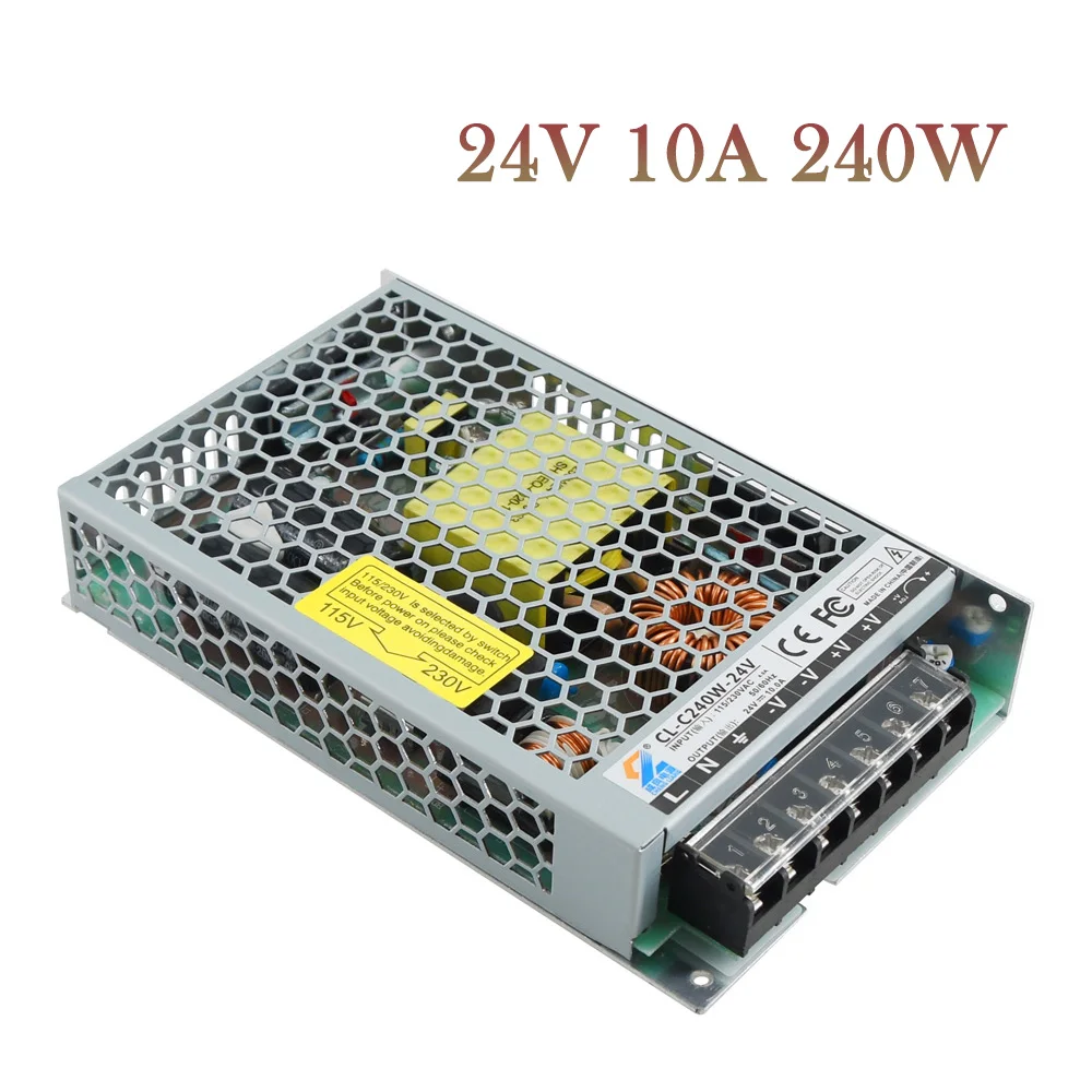 

Best quality 24V 10A 240W Switching Power Supply Driver for LED Strip AC 100-240V Input to DC 24V for 3D Printer