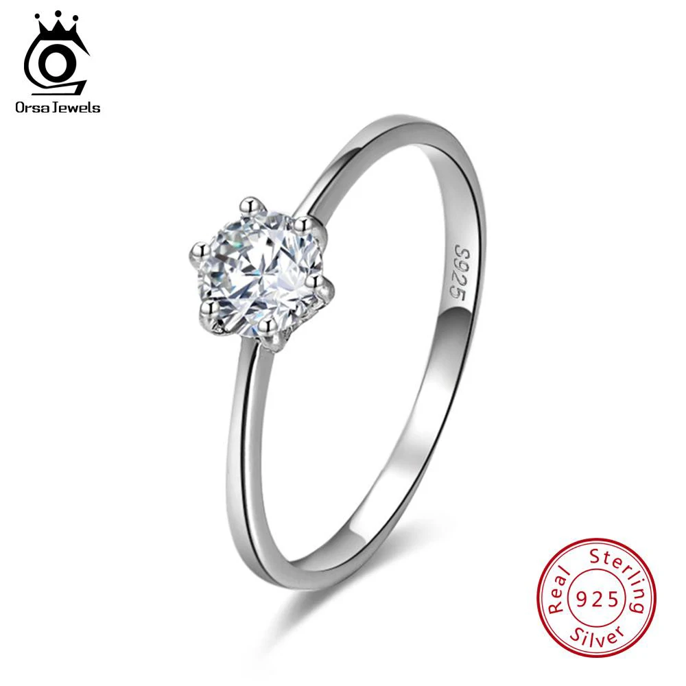 ORSA JEWELS 925 пробы Серебряное кольцо AAA кубический цирконий предложение для свадьбы обручальные кольца ювелирные изделия для женщин OSR116
