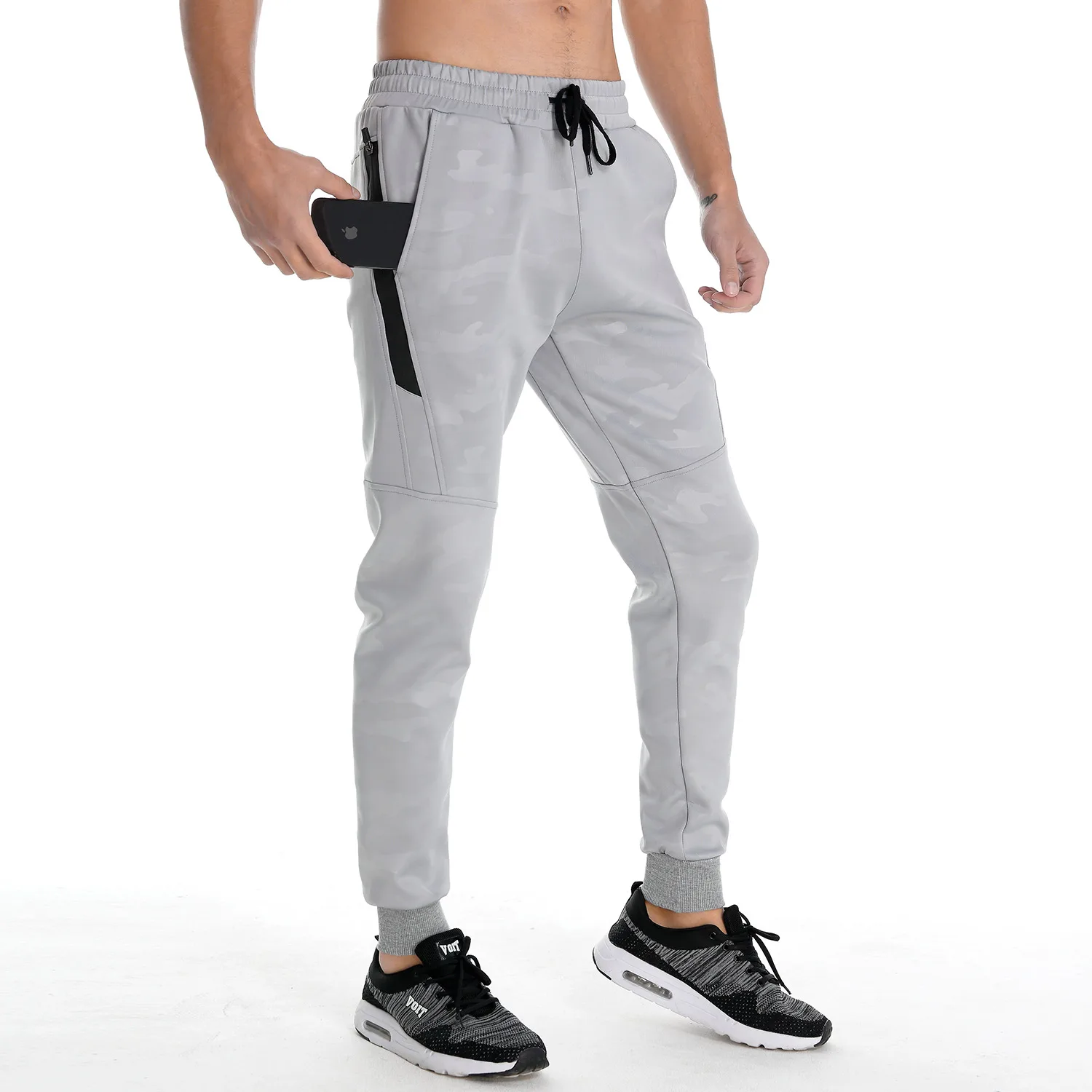 

Sport Mens Joggers Solid Cotton Fitness Jogging Pants Gym Running Pants Bodybuilding Trousers Men Sweatpants with Phone Pocket