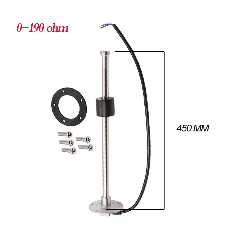 0-190ohm 450mm Датчик уровня воды 0-190 из нержавеющей стали, датчик подачи топлива, газа, Тип рукоятки 200 мм - Цвет: 0-190ohm 450mm