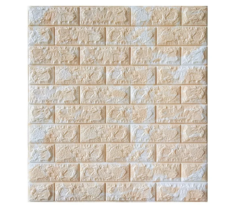 Light Yellow 70*77 см DIY самоклеющиеся 3D кирпичные настенные наклейки Декор для гостиной пенопластовое водонепроницаемое покрытие для стен для детей Rm tv Background-W001 - Цвет: Light Yellow
