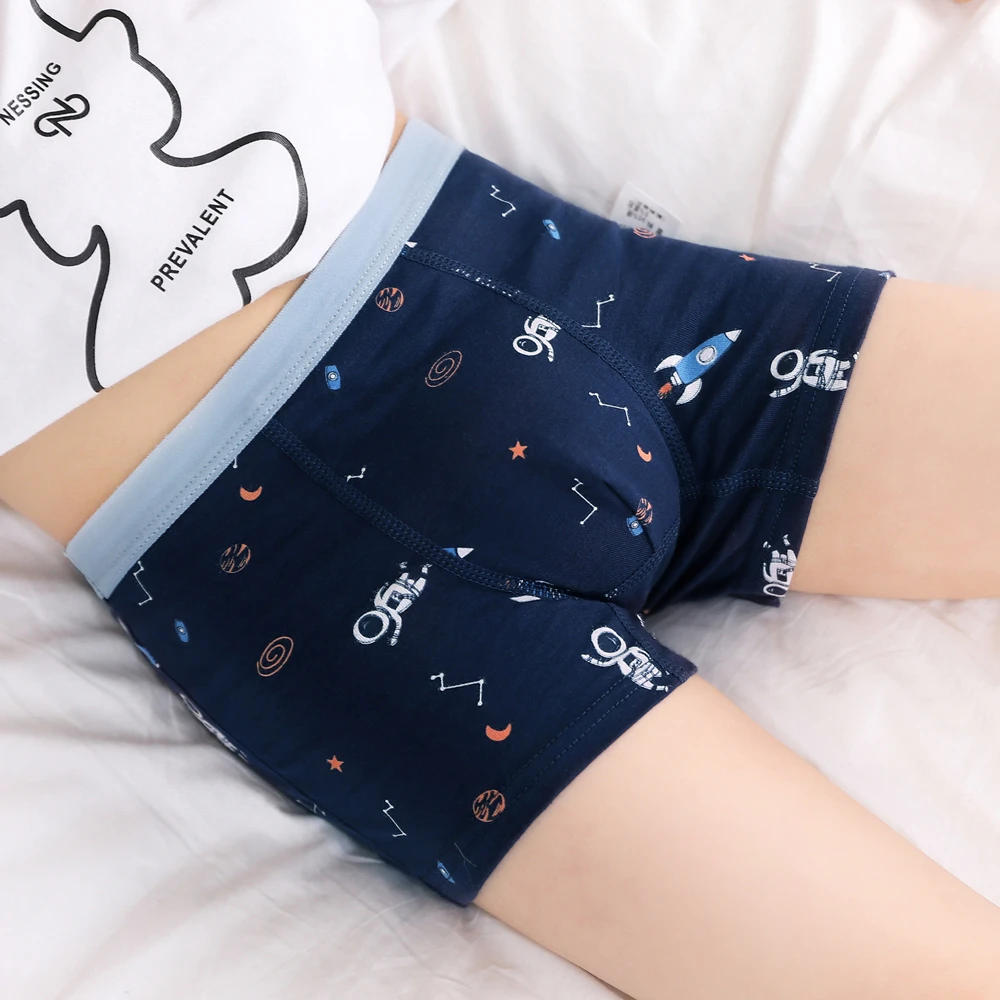 Boys Boxer Underwear Striped Navy Blue Kids Elastic Cotton Boy Shorts Bottoms Clothes for 3 4 6 8 10 12 14 Years Old OMGosh | Мать и