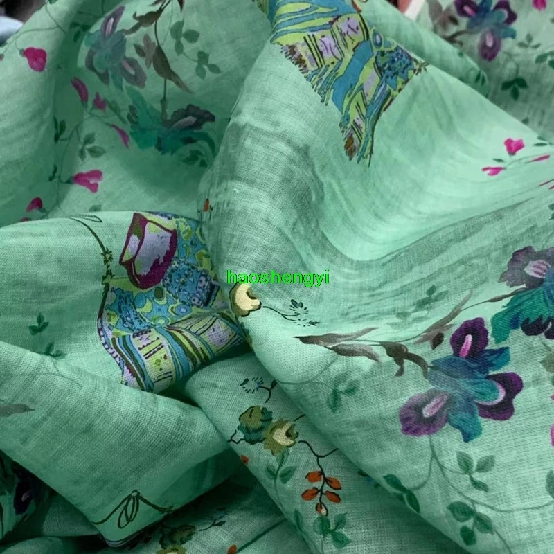 Ткань из рами в китайском стиле с цифровым принтом | Дом и сад