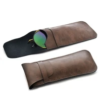 hot sell simple style reading glasses case handmade sunglasses eyeglass soft pouch for men small pu leather glasses bag