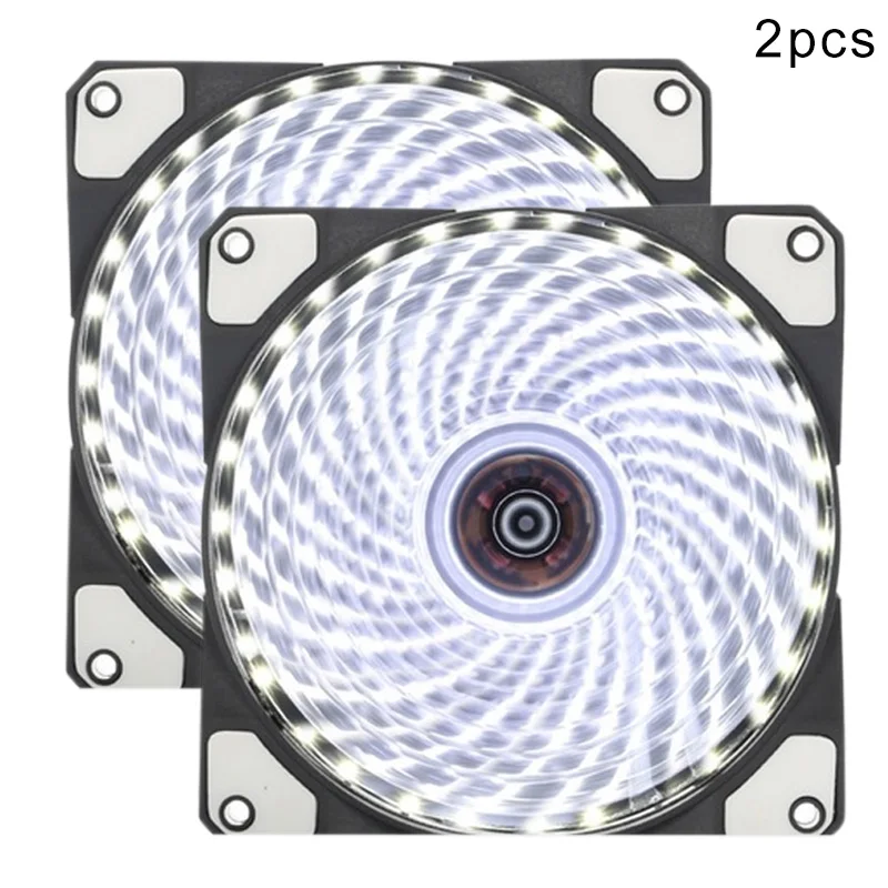 White 2pcs 1/2 шт. 120 мм PC чехол Вентилятор охлаждения Супер Бесшумный компьютер светодиодный воздушный поток охладитель вентиляторы VDX99 - Цвет лезвия: White 2pcs