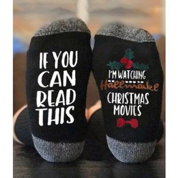 

1 Pair Soft Socks Christmas Letters Printed for Women Winter Warm Socks -OPK