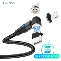 heemax 540 rotate 3a magnetic cable fast charging mobile phone charger micro usb type c cable for iphone 12 pro xiaomi huawei