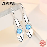 zdadan 925 sterling silver hollow round long drop earrings for women fashion wedding jewelry gift