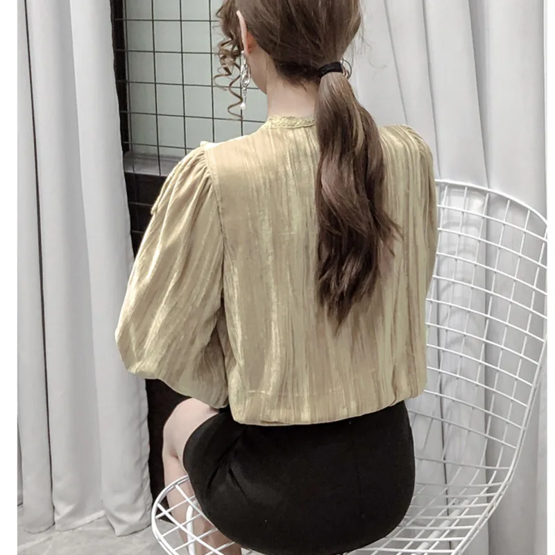 #2019 весенние черные винтажные бархатные рубашки цвета хаки соблазнительные