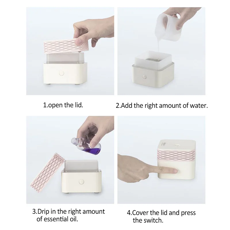 

JSLG 120ml essential oil aroma diffuser electric air humidifier usb mini Square mist maker warm night light for home bedroom