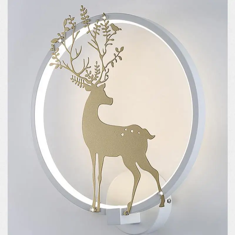 Современный черный и белый настенный светильник с рисунком оленя для гостиной