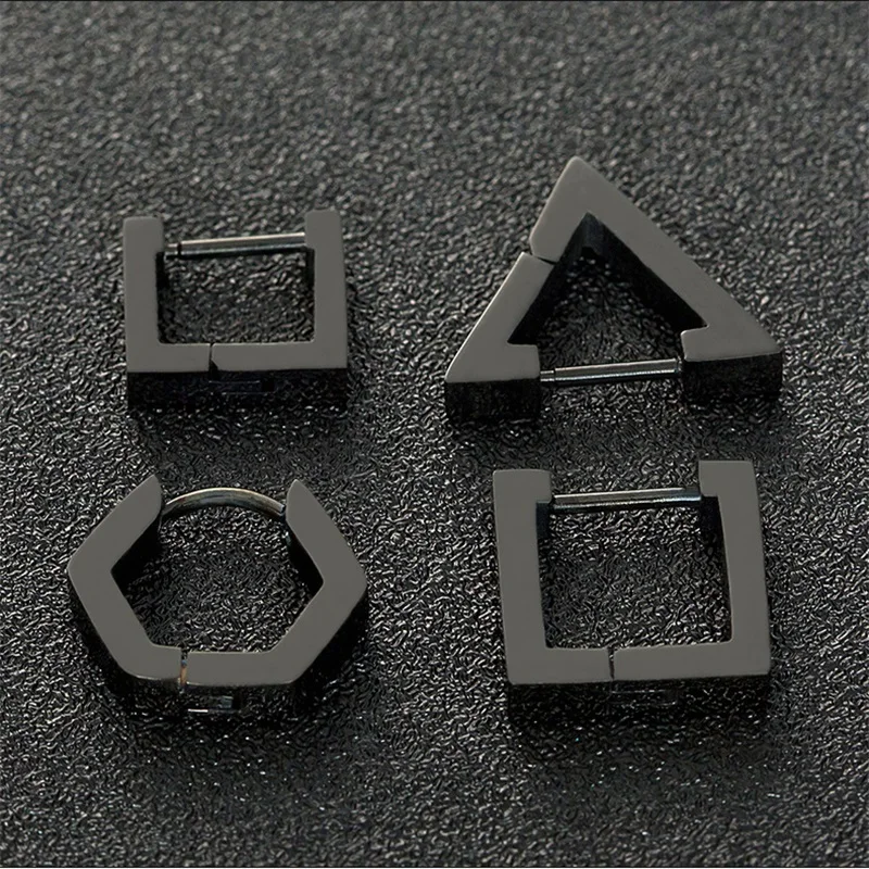 1 шт. модные черные треугольные унисекс панк-рок нержавеющая сталь мужские женские квадратные серьги-гвоздики с проколом Plug Oorbellen.