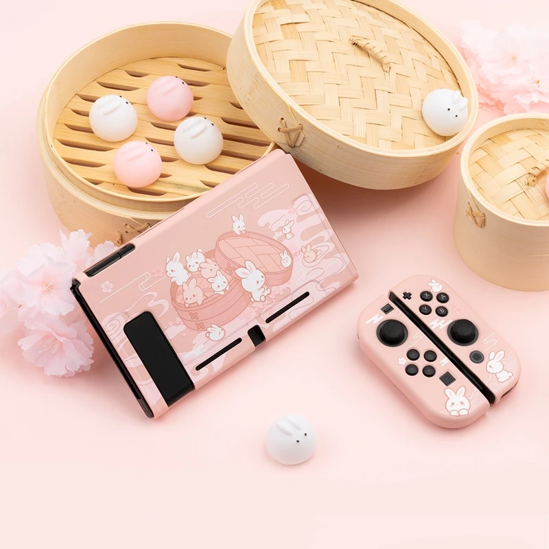 

Pink Bunny Protective Shell Split TPU Soft Cover Anti-fall NS Game Console Housing Case Box For Nintendo Switch Accessories
