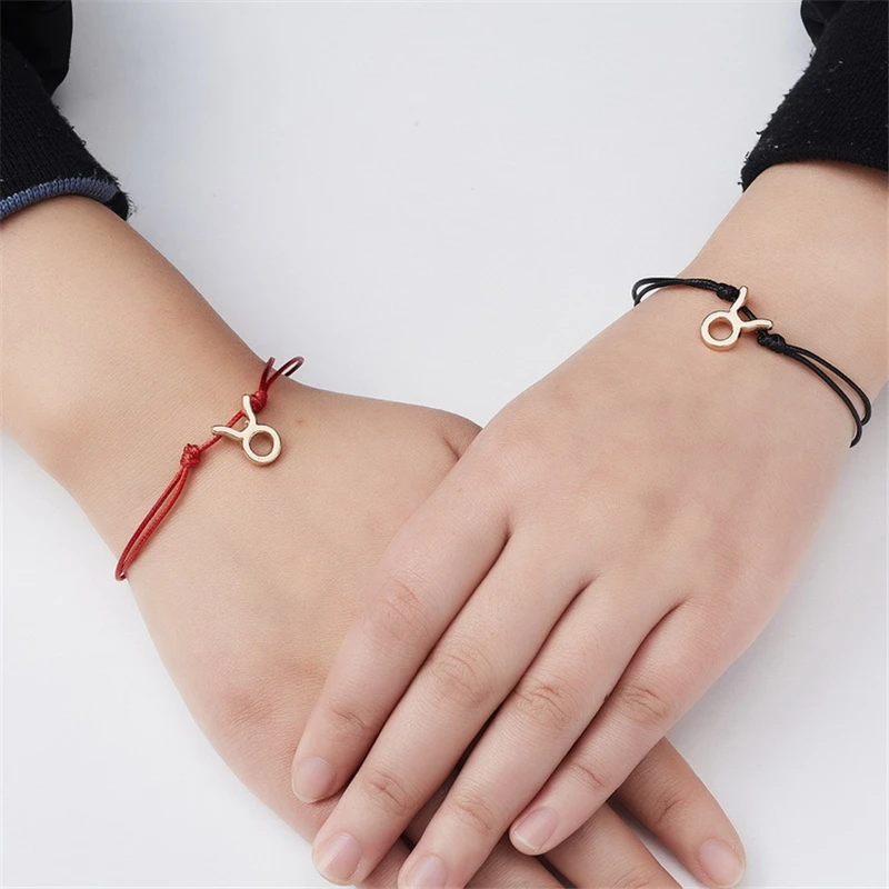 

Ailodo Sodiac Sign Bracelets With Card For Women Men Kids Black Red Rope Chain 12 Constellations Bracelets Fashion Jewelry Gifts