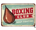 Оловянные знаки для боксерского клуба, боксерский скоростной кожаный мяч в форме груши, боксерская сумка, винтажная вывеска, винтажный металлический жестяной знак для мужчин