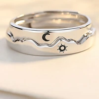 fashion paired couple rings moon and sun lovers finger rings best friends metal adjustable opening rings men women jewelry
