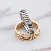 haoyi stainless steel striped ring for men women fashion simple gold silver color party jewelry
