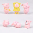 Милый желтый дождевик в виде свиней, задняя Сумка, статуэтки, миниатюрное украшение, сказочное украшение для стола, статуэтки ручной работы