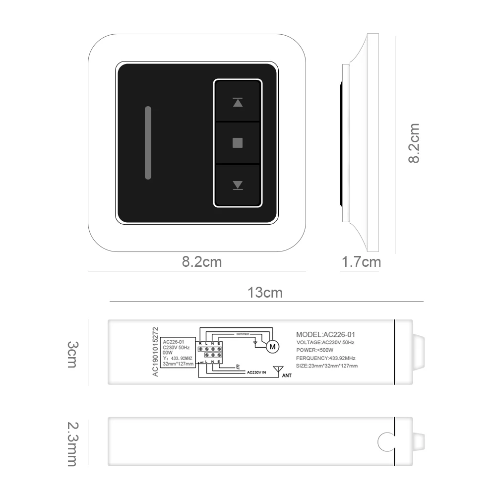 

Universal RF 433 Mhz Remote Control AC133 1CH Mini Controller For Tubular Motorized Venetian Blinds Automated Curtains Refit