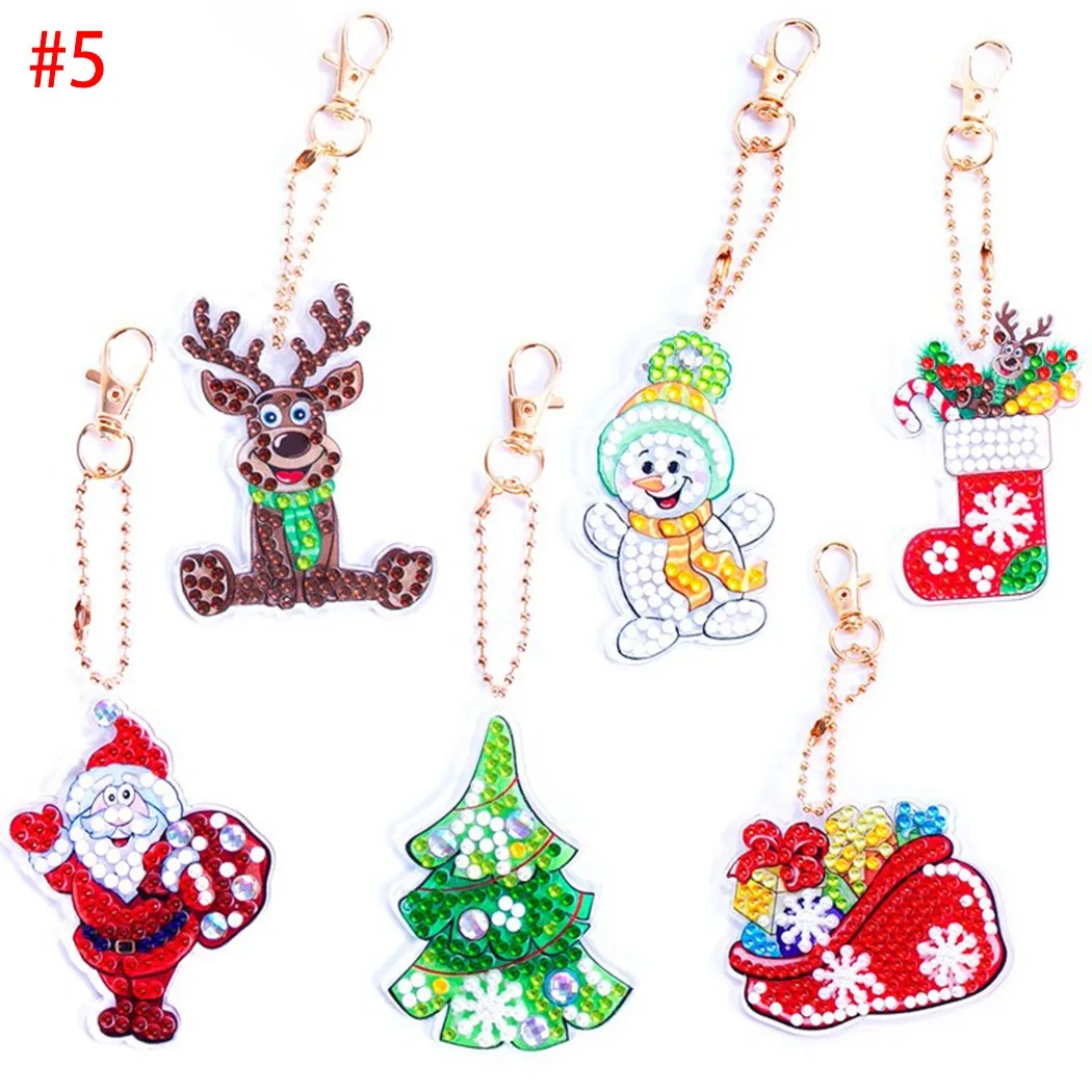 

5D DIY Full Diamond Key Chain + Resin Diamond Painting Christmas Tree Pendant Keyring Art Craft Bag Decor
