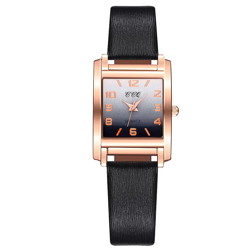 Часы женские кварцевые с квадратным градиентом гладкие минималистичные матовые