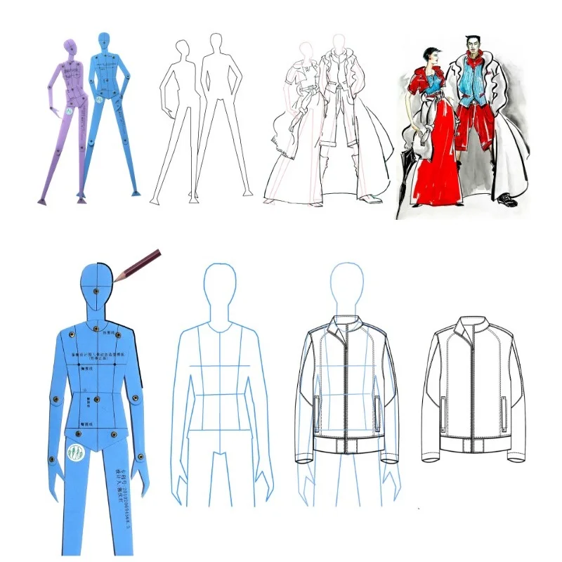 

4 Fashion Ruler Set Clothing Design Human Body Drawing Template Men's and Women's Fashion Figure Template Combination Board Set