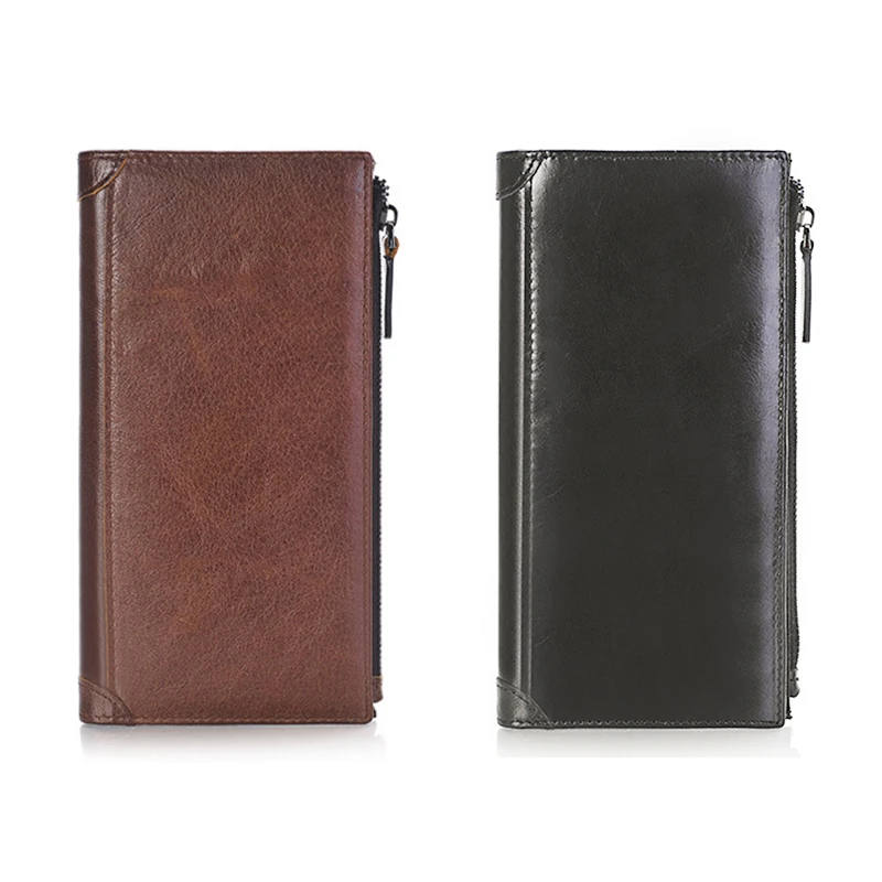 Винтажный Мужской кошелек из натуральной кожи Большая вместительная сумка для