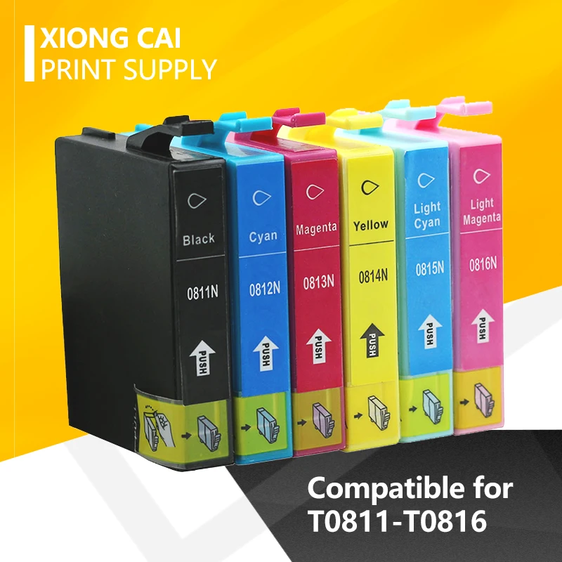 Совместимый чернильный картридж для принтера Epson T0811 0812 0813 Stylus photo 1410 R270 R390 RX590 R290
