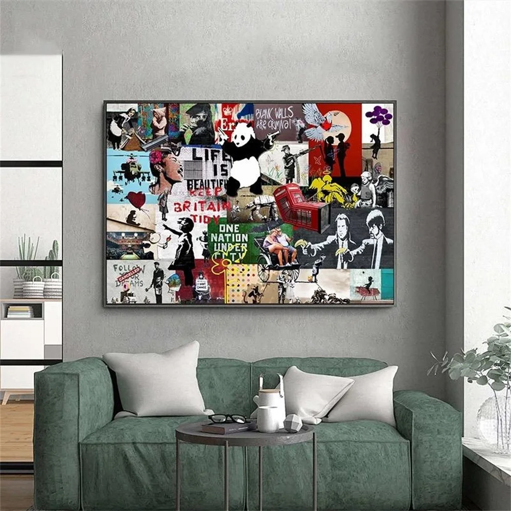 

Canvas Painting Graffiti Pop Culture Art Panda Poster Print On Canvas Popular Wall Art Picture For Living Room Home Decoration