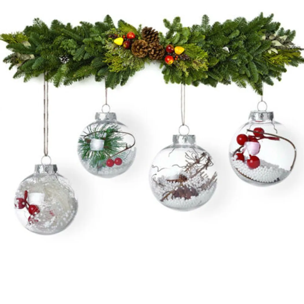 10pcs 8cm10cm christmas clear plastic ball baubles fillable christmas tree balls ornaments xmas hanging pendant home decoration free global shipping