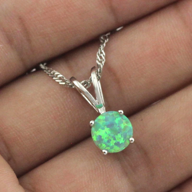 Hot Sale Green Fire Opal Fashion Silver Plated Pendant for Women OP434 | Украшения и аксессуары