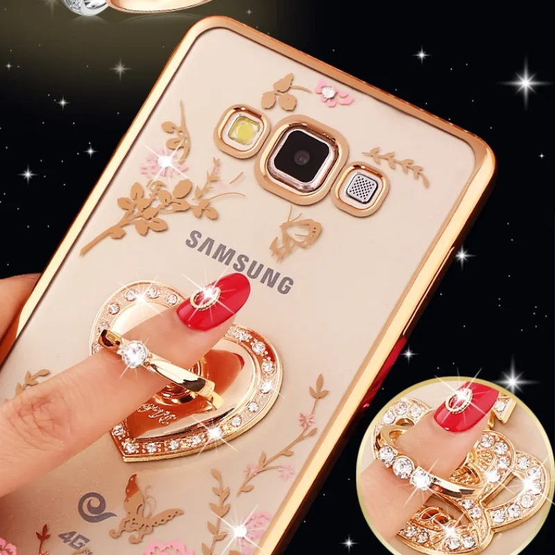 Роскошный чехол для телефона из мягкого термопластика с кристаллами кольцо